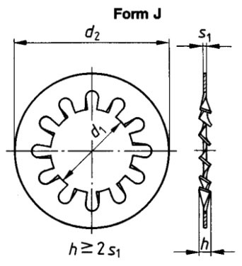 DIN 6797 J Toothed Lock Washers Internal Form J